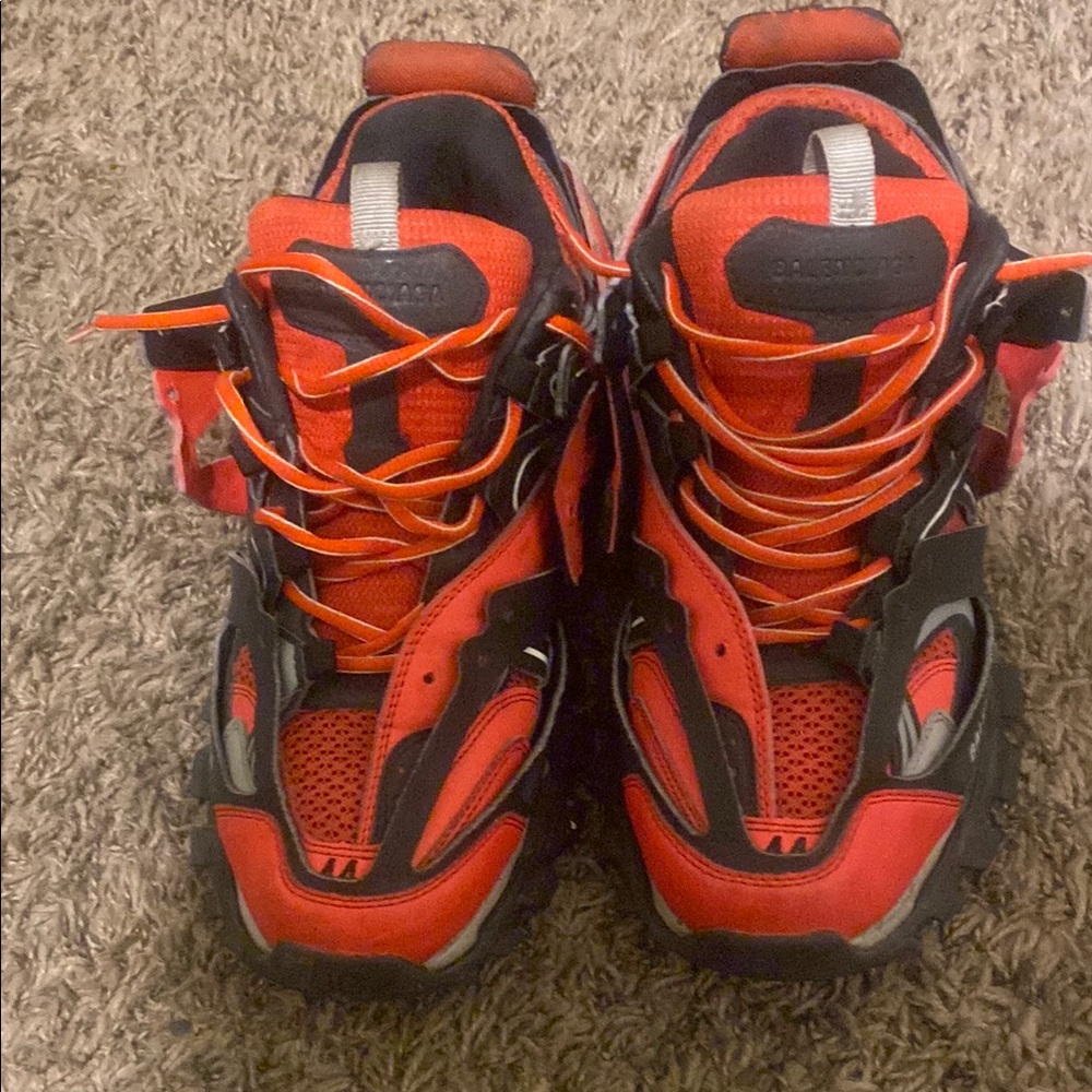 Balenciaga Red and Black Chunky Sneakers